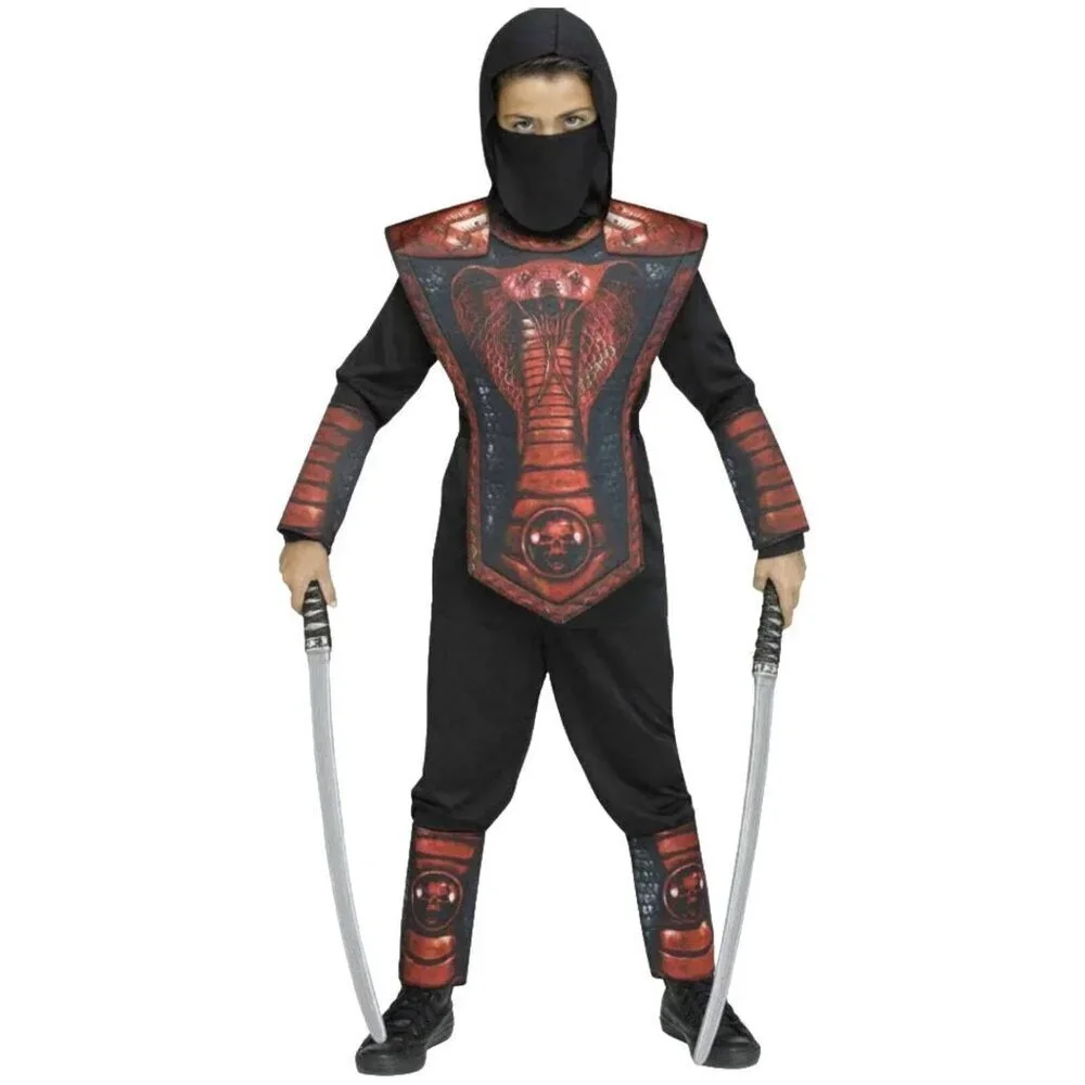 NEW Cobra Ninja Costume Halloween Boys Medium 8 Shirt Pants Tunic Mask Guard Red